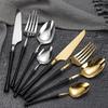 Abay Stainless Steel Black Gold Cutlery Set
