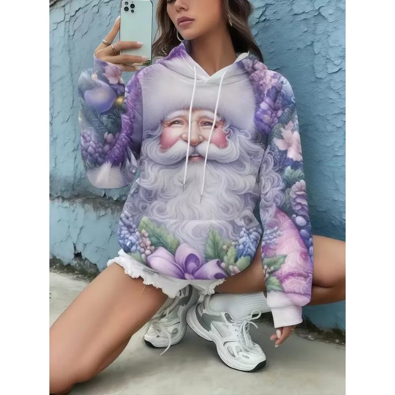 Fashion Women's Hooded Sweater 3D Casual Color Printing Casual Long Sleeve Sweater