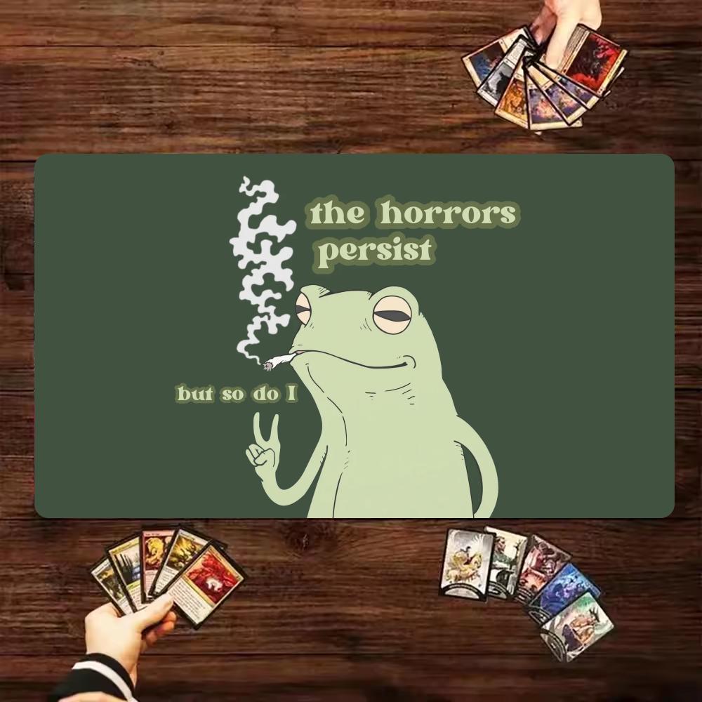 Cute Green Frog Mouse Pad 350*600 Card Desk Mat Large Computer Office Mousepad XL Anti-slip for MTG DTCG CCG RPG Trading Playmat