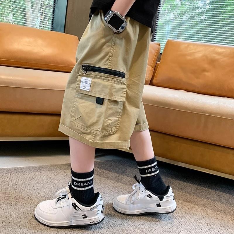 Spring Summer Boys' Trousers Fashion Handsome Casual Sweatpants Middle and Big Boys Versatile Summer Thin Section Work Trousers