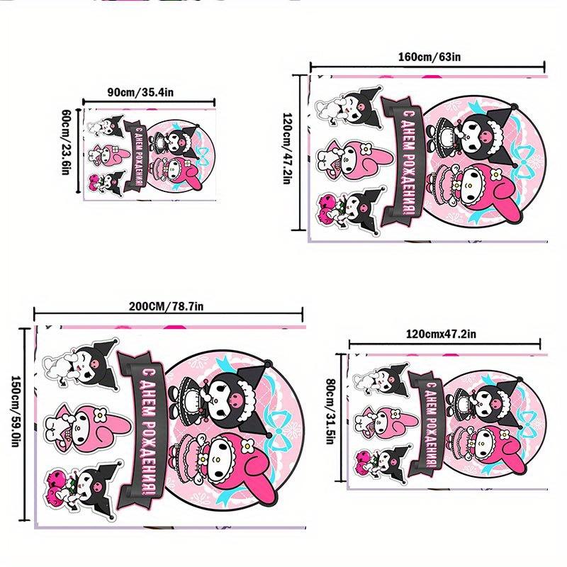 1pc Sanrio Kuromi Mermaid Printed Office Carpet Rectangle Rug Under The Table,Perfect Room Decor for Living Room, Bedroom, Kitchen, Non-slip Floor Mat