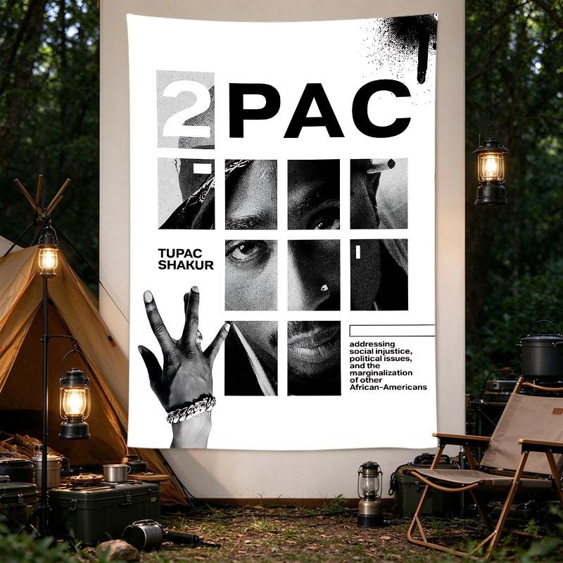 2Pac Tupac Shakur Minimalist Grid Portrait Hand Sign Hip Hop Poster