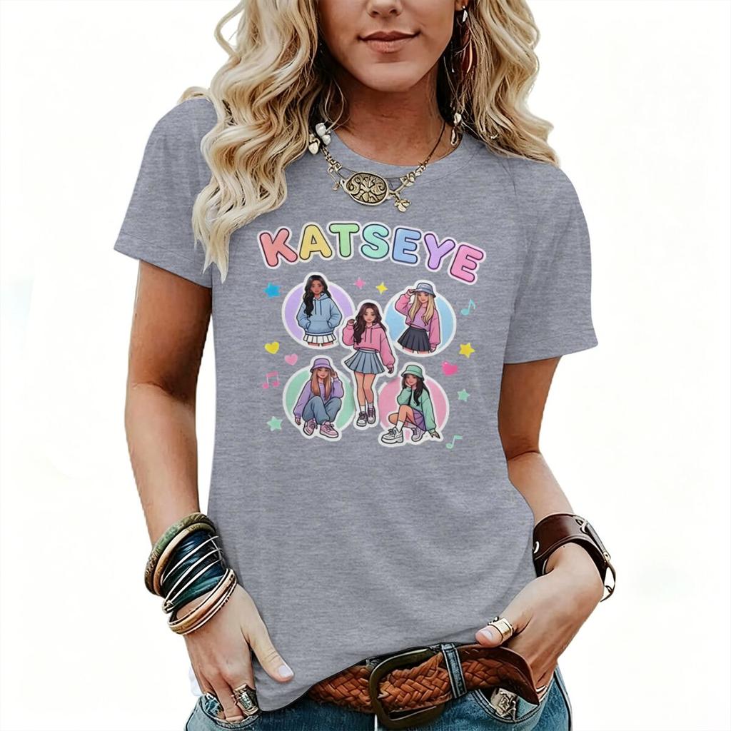 Vintage Katseye Tshirt Unisex Unisex 90s Fashion Tees Shirt Korean Ulzzang Short Sleeve Tshirts For Fan Gifts