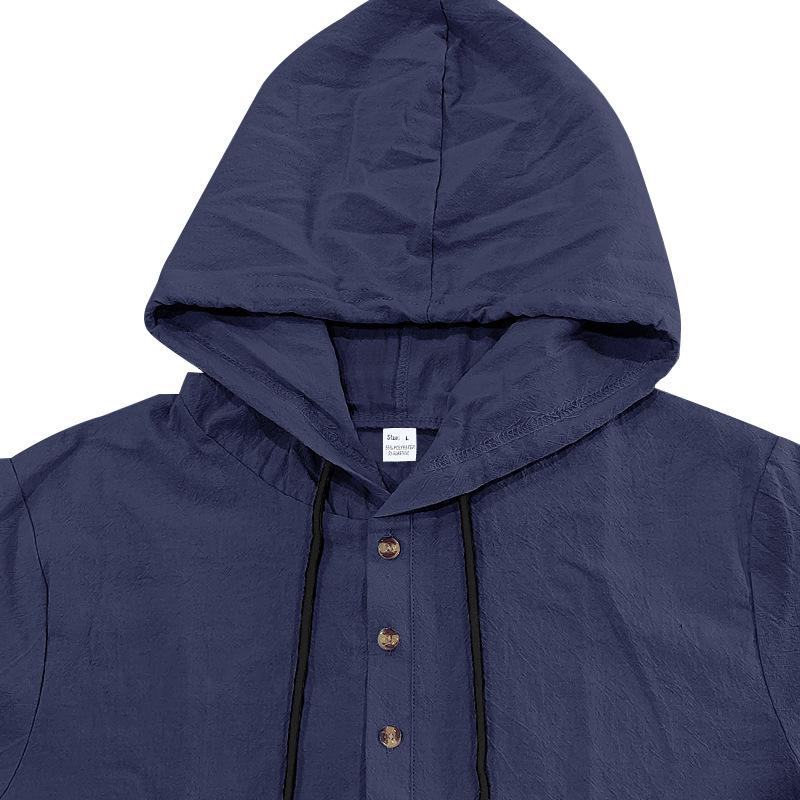 Men S Short Sleeve Shirt Shorts Set Hooded Summer Beach Casual