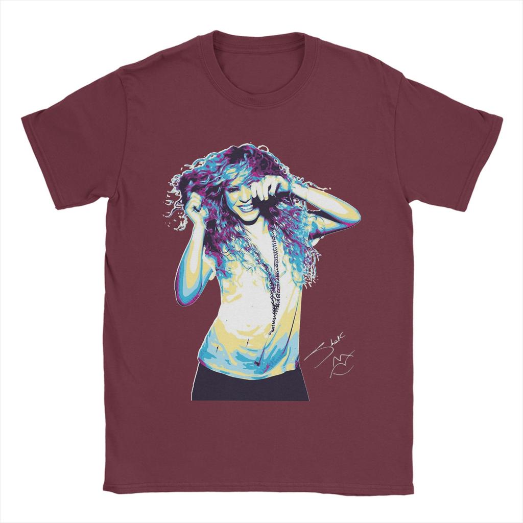 Vintage Singer Shakira TShirts for Unisex Round Neck Cotton T Shirts Short Sleeve Tee Shirt Unique Tops