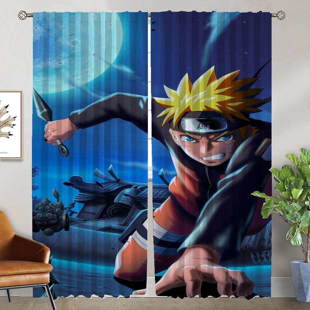 Elegant Room Curtains for Living Room N-Narutoes Partition Home Interior Curtains 2 Pieces Window Curtain Halloween Decoration