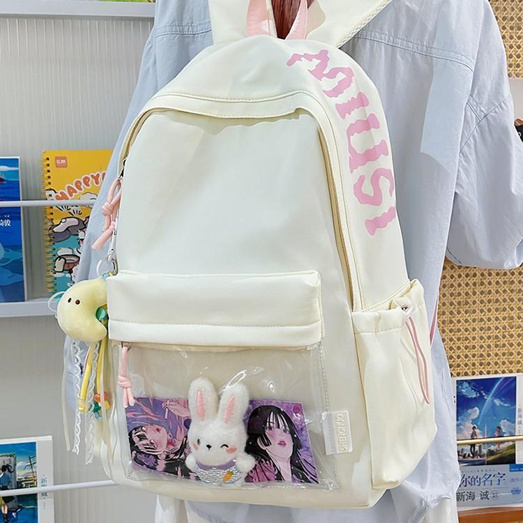 Schoolbag Japanese student travel schoolbag Mori simple letter backpack large capacity light commute solid color backpack versatile
