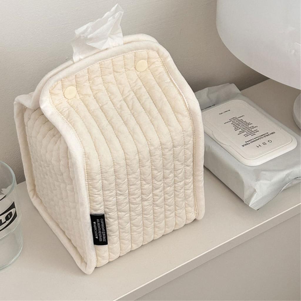 Stylish Striped Fabric Standing Tissue Holder With Removable Designs for Home Office Storage Organization