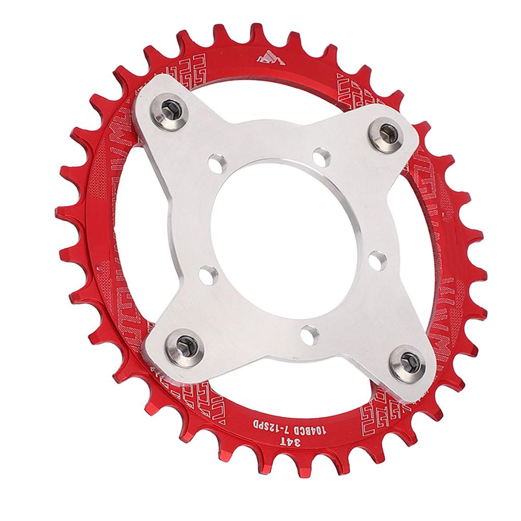 34T 104 BCD Electric Bike Chainring and Adapter for Bafang BBS01 BBS02 Mid Drive Motor Red