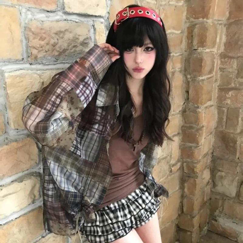 Y2K Gothic Punk Leather Buckle Hair hoop KC headband Harajuku Women Girl Dark Black Punk Hip hop Rock Hairbands Hair Accessories