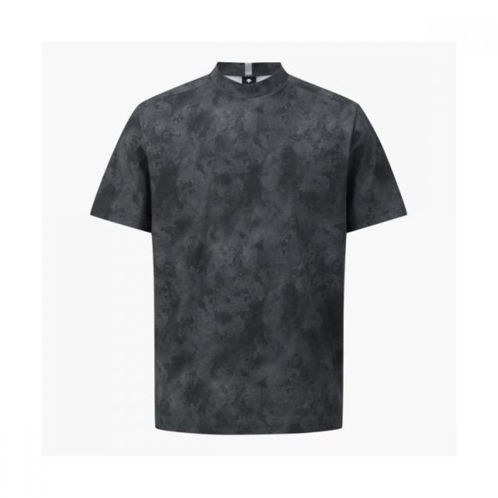 

DeScenTe Golf Men S PrinT Mock Neck ShorT Sleeve T ShirT BLKGBLACK/95