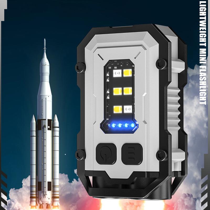 Led High Bright Flashlight Portable Mini Keychain Light Dual Light Source Outdoor Camping Fishing Multi-Function Tool Torch Lamp