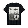 Siberian Husky Dog Ufo Alien Extraterrestrial Selfie T Shirt Vintage Washed Breathable Stretched Versatile Designer Clothes