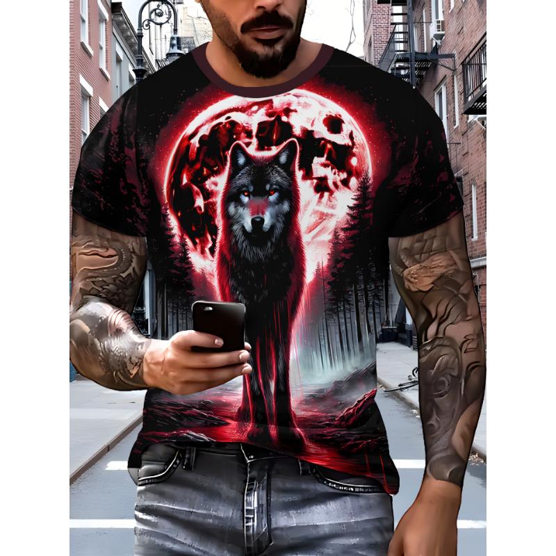Modna męska koszulka z krótkim rękawem i okrągłym dekoltem z nadrukiem 3D, rozmiary plus, letnie casualowe T-shirty