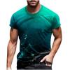 Summer Round Neck 3D Line Print Top Fashionable Casual Short Sleeved Men's T-shirts