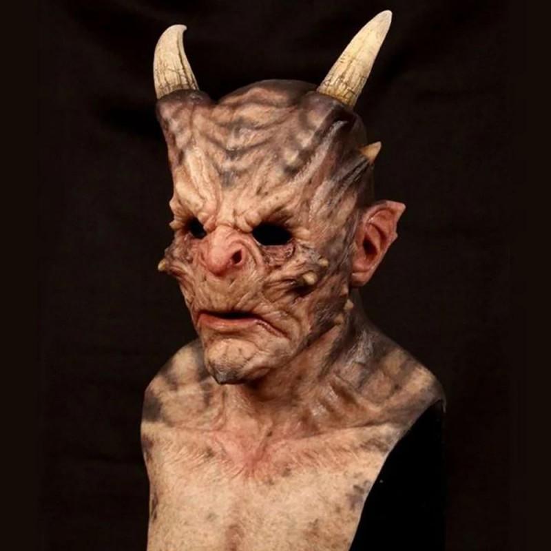 Halloween Horror Latex Mask Ox Horn Devil Cosplay Costume Party Prop