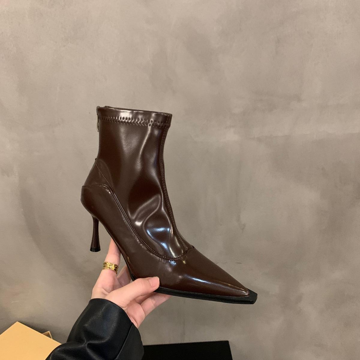 

Женские короткие ботильоны на высоком каблуке в остроносом французском стиле, новые весенне-осенние зимние корейские ботильоны 39