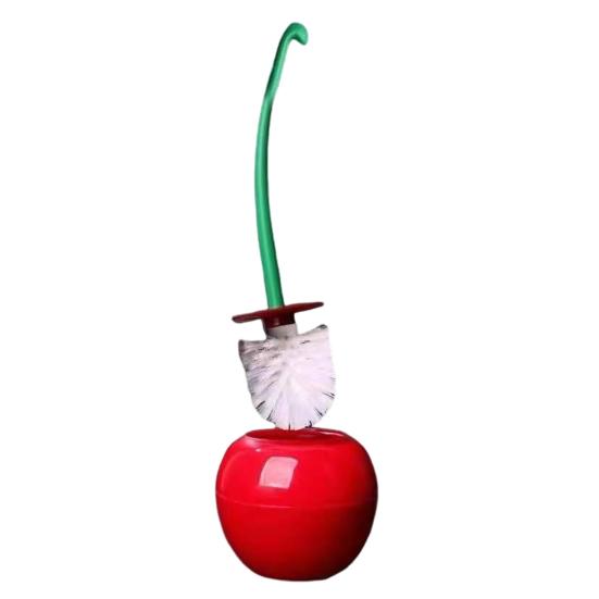 Cherry Shape Toilet Brush with Holder Bowl Long Handle Design Comfortable Grip