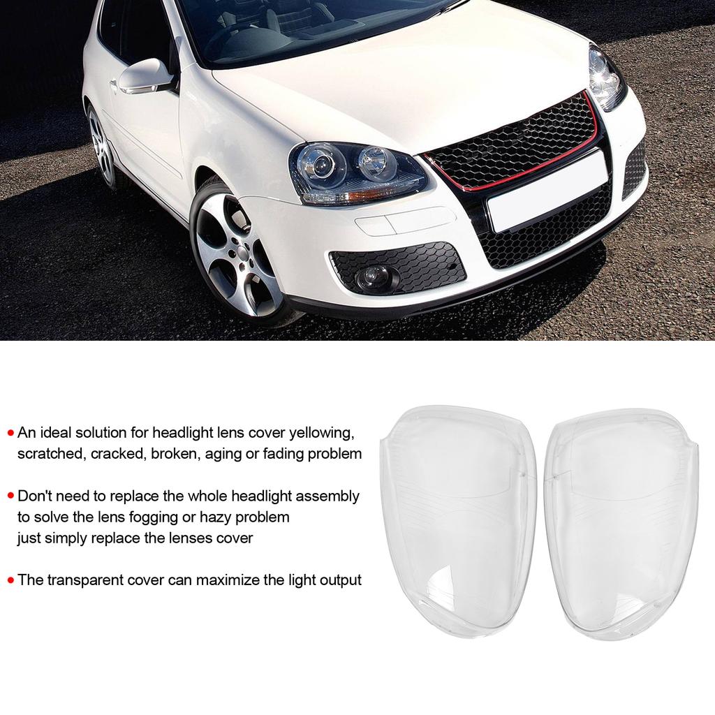 Pair Headlight Lens Cover Lampshade Clear Shell Protective Shade Fit for MK5 2005‑2009