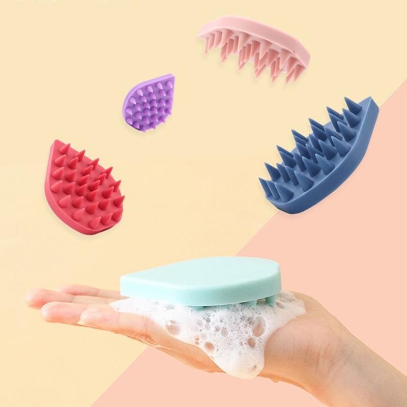 Silicone Shampoo Brush Scalp Massage Brush Wet and Dry Hair Washing Brush Water Droplets Shaped Shampoo Comb for Daily