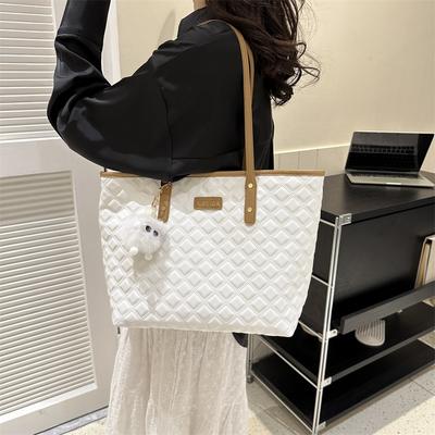 Rhombus Large-capacity Bag Women's New Casual Versatile Shoulder Bag Student Class Tote Bag