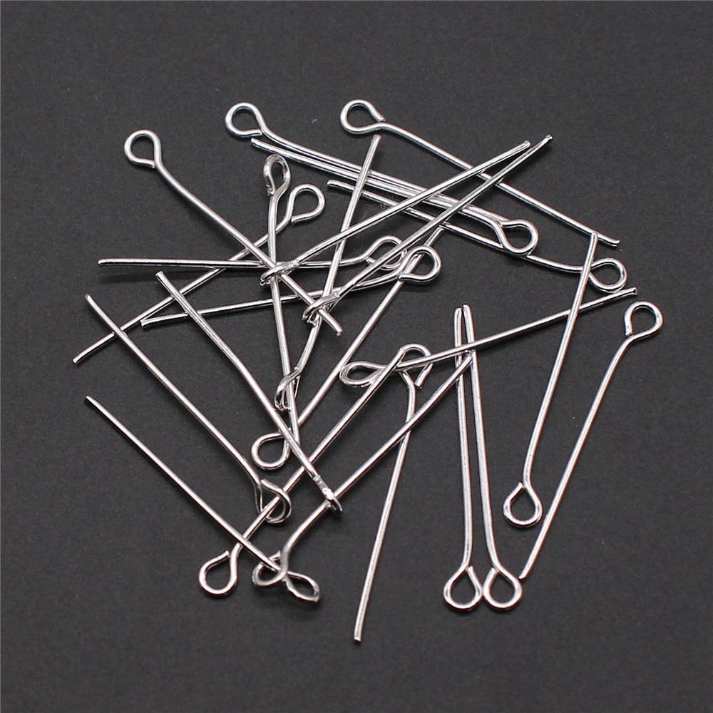 

200 шт., шпильки для глаз, компоненты ювелирных изделий, аксессуары, серебряный цвет, железо 26 мм