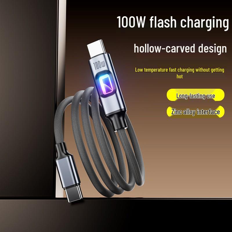 100W Fast Charging Braided Cable Compatible with Apple, Honor, Huawei - Bright & Colorful Design