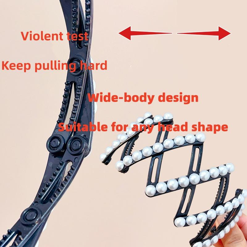 Foldable Pearl Hair Band for Women – Non-Slip, High Crown Design for Washing Face, Travel-Friendly & Keeps Bangs Off Forehead