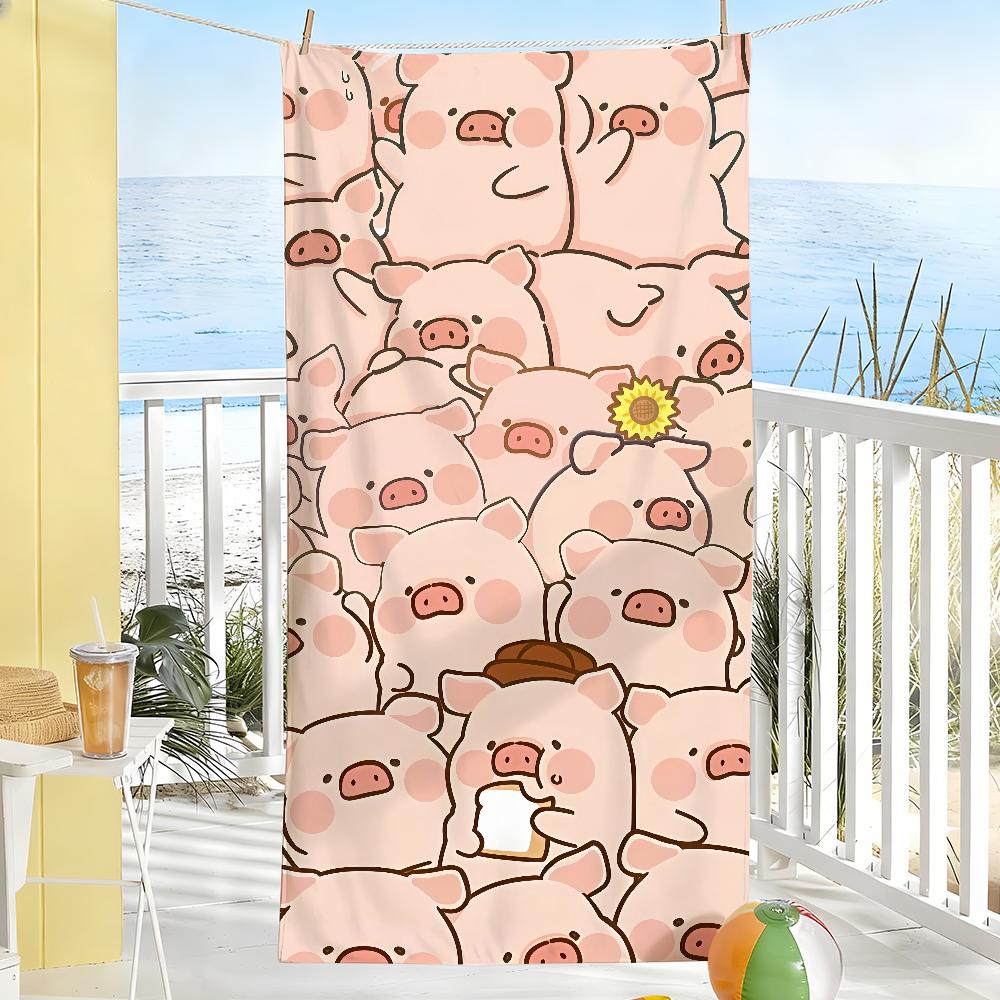 Süßes L-LuLu Das Schweinchen Cartoon Handtuch Weich Pool Geschenk Für Reise Fitnessstudio Dusche Camping Schnelltrocknend Sport Große Strandhandtücher