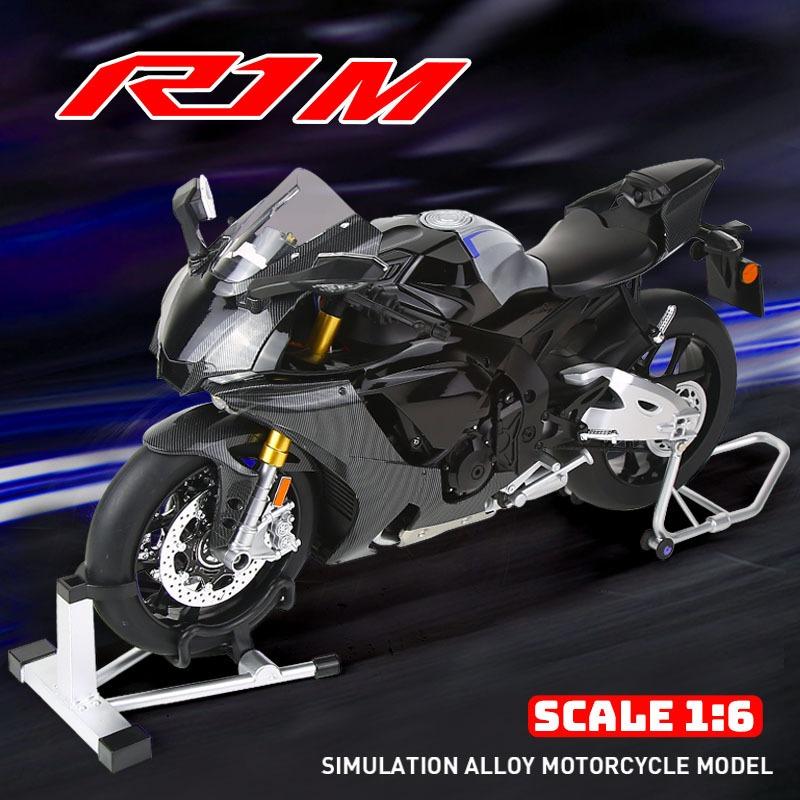 Symulacja 1/6 Yamaha R1M Metalowy Malowany Model Motocykla Dźwięk Światło Kolekcja Zabawka Motocykl Prezent dla Chłopaka Miniaturowy Samochodzik