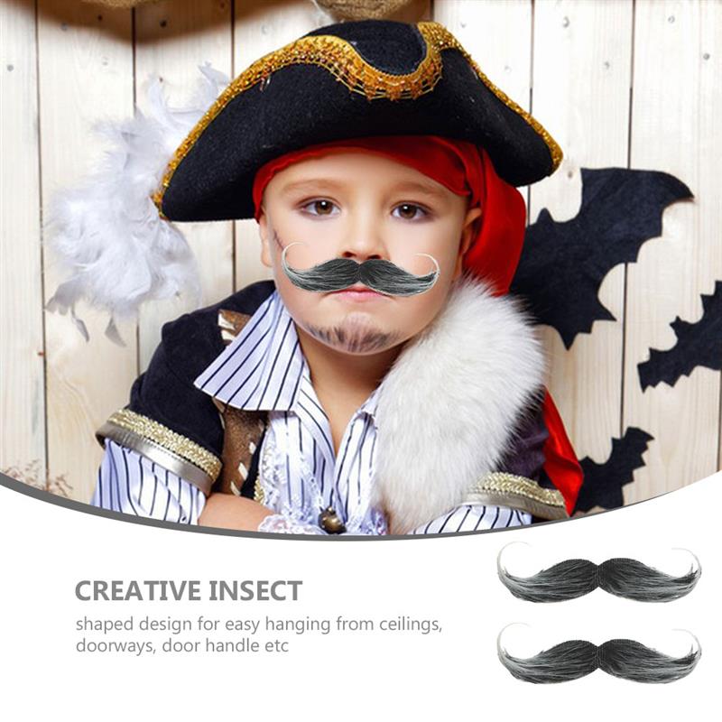 2pcs Fake Beard Moustaches Simulated Realistic Adult Costume Party Halloween Decoration Masquerade Cosplay Accessory Lifelike