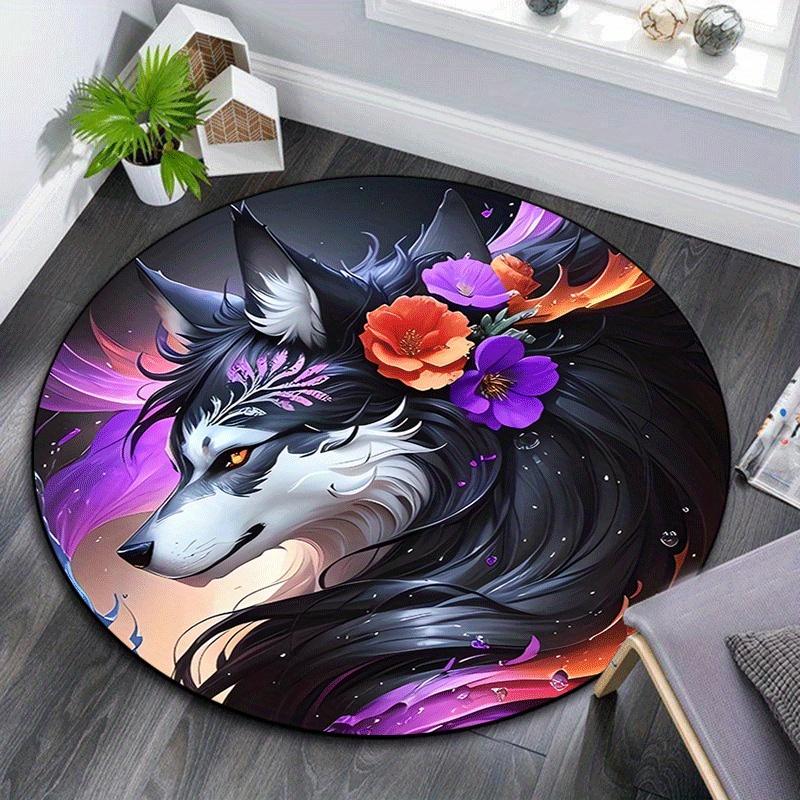 

1pc Soft, Absorbent & Non Slip Evil wolf Round Rug Soft Circle Rug for Living Room & Bedroom Decor, Chair Mats, and Unforgettable Home Gifts 80cm by 80cm