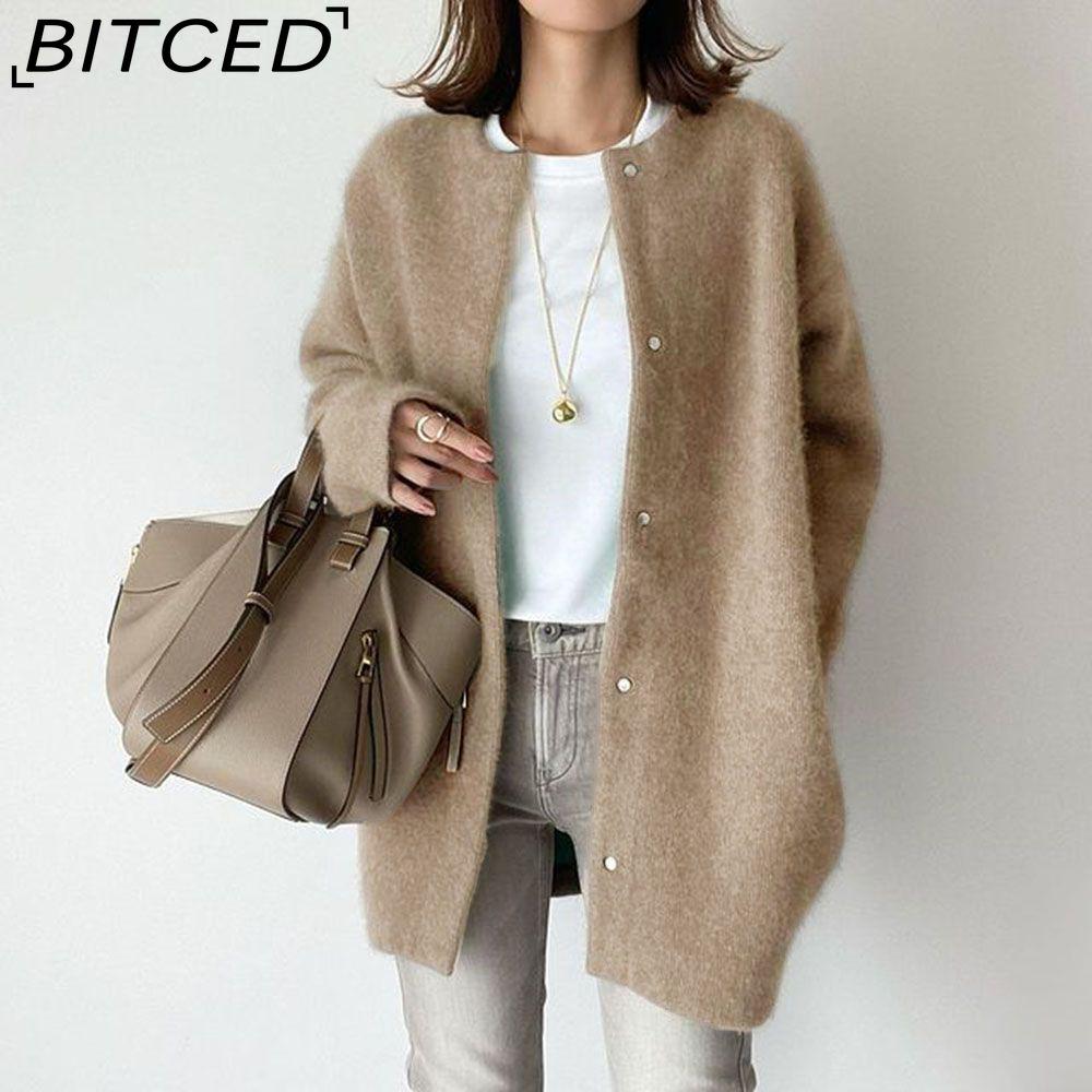 BITCED Women's 9-Colour Autumn Ultra-Soft Knit Cardigan Slim-Fit Design, Artistic Aesthetic Niche Loose-Fit Jacket