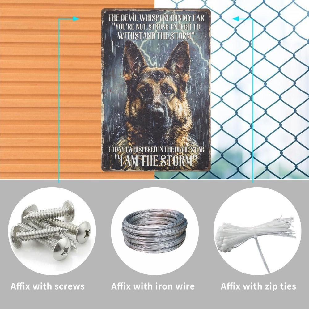 GLOBLELAND German Shepherd Tin Sign - "Ich Bin Der Sturm" Black Dog Vintage Metal Wall Decor
