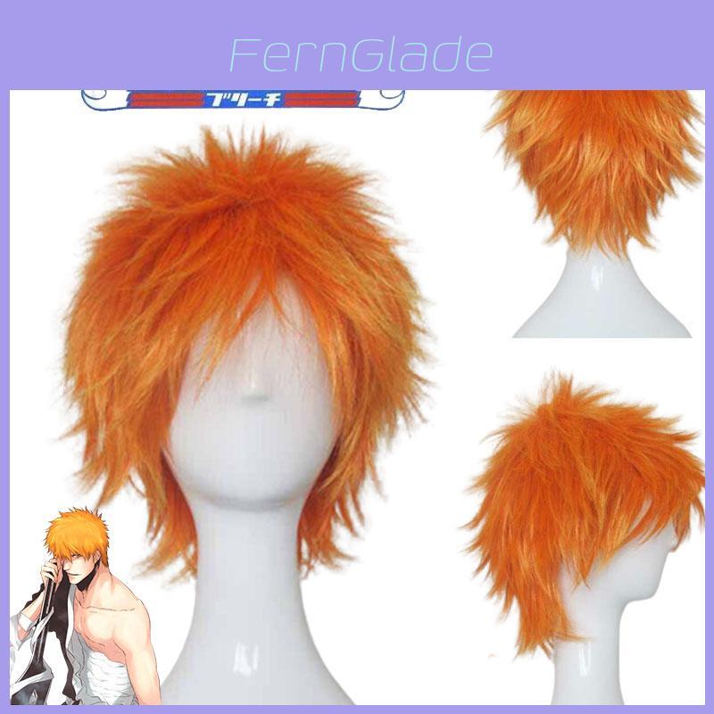Bright Bleach Kurosaki Ichigo Wig Cosplay Hairpiece Adult Party Prop