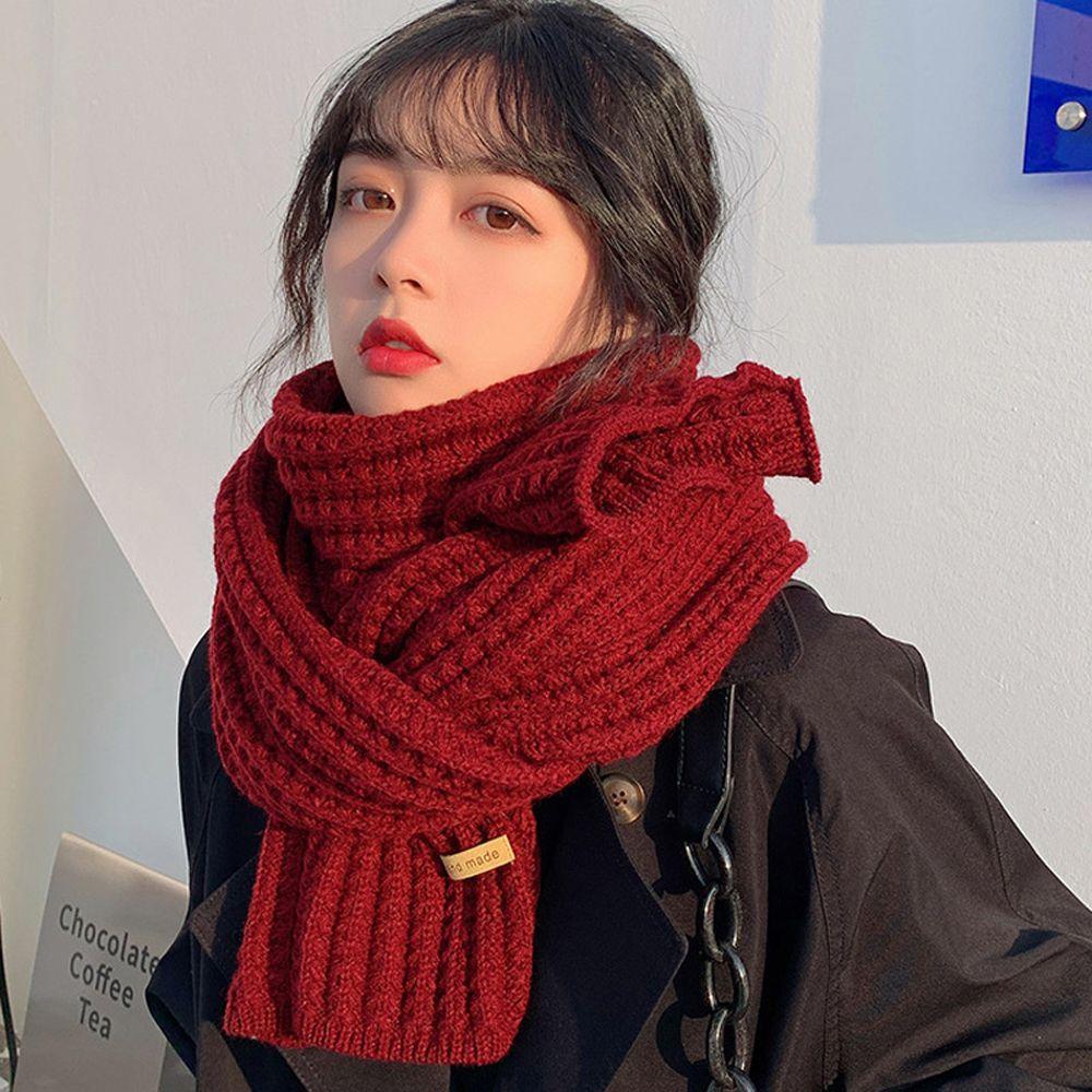 Elegant Warm Thicken For Girls Winter Korean Long Shawls Knitted Scarf Women Scarves Solid Color