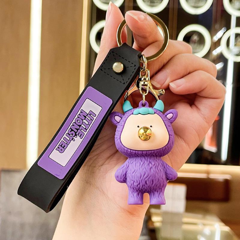 Chubby Cartoon Monster Keychain: Cute Car Pendant & Backpack Charm Gift