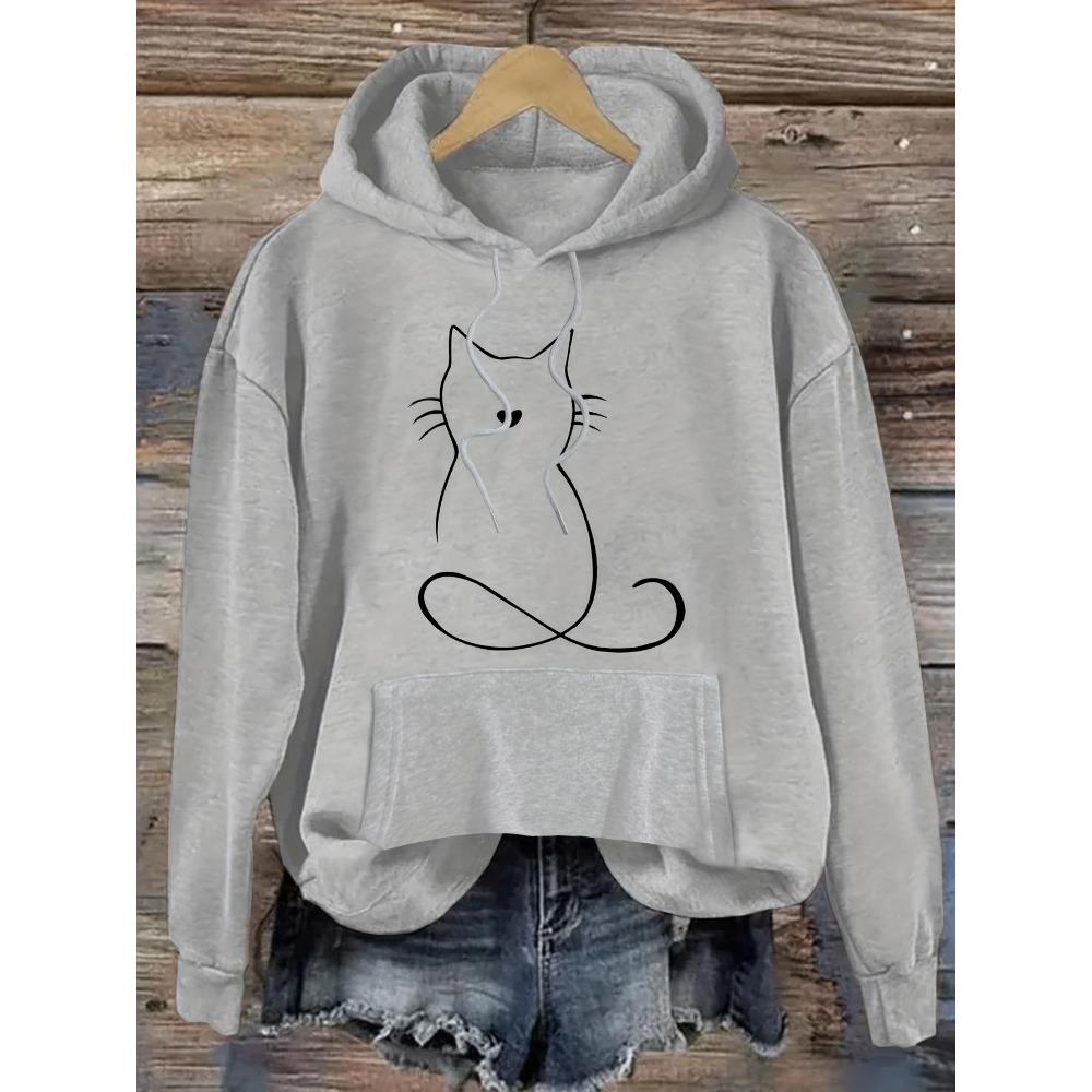 

Casual Cat Print Hoodie Women s Clothing Hooded Sweatshirt Cute Long Sleeve Autumn Winter Hoodie Fashion Sweatshirt 3XL