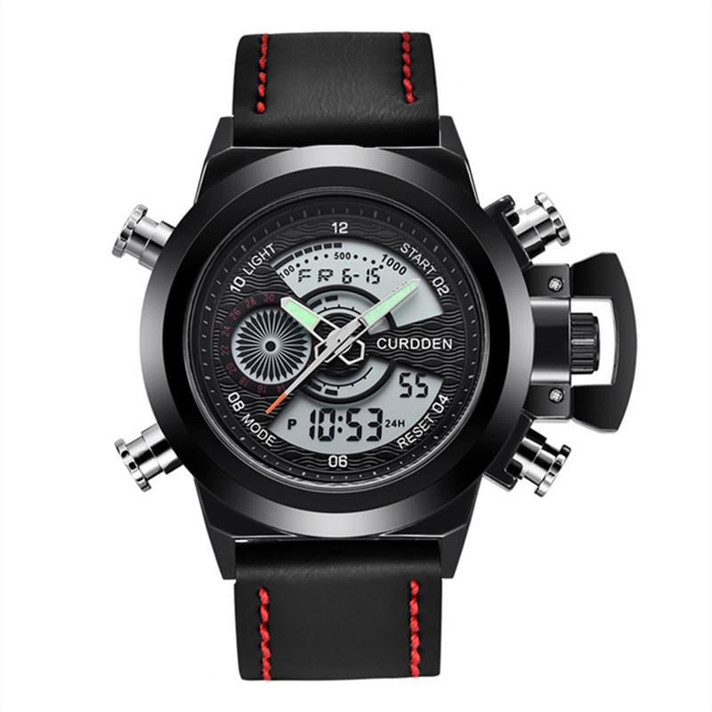 New Men's Multifunctional Dual Display Sport Watch with Stainless Steel Strap