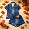 Women's Halloween Printed Pajama Two-Piece Set - Comfortable Sleepwear for Home & Sleep