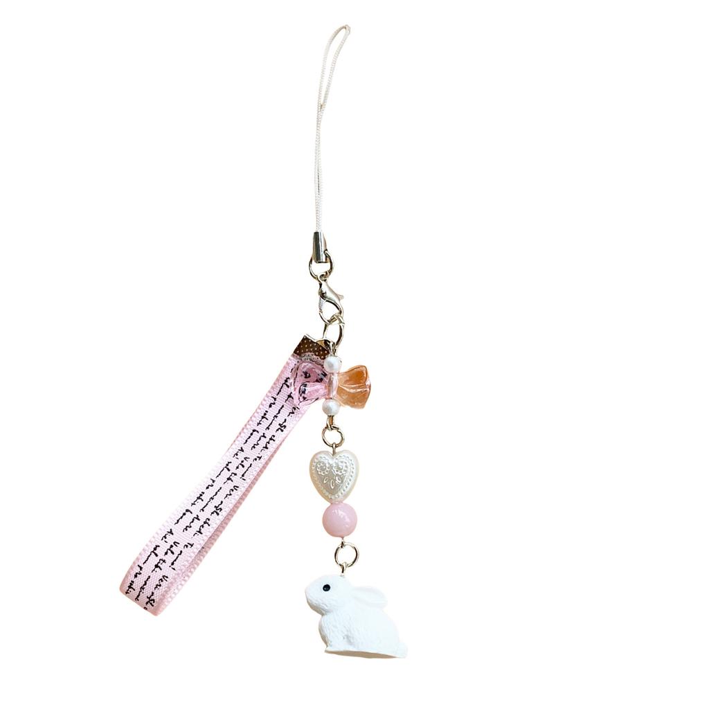 Truskawkowe Króliki Akrylowe Paski Charms do Telefonu Estetyczne Łańcuszki do Telefonu Smycze Akcesoria do Użytku z Torbami i Aparatami