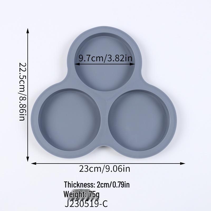 Silicone 3-Hole Round Cake Mold, 4-Inch Multifunctional Baking Pan