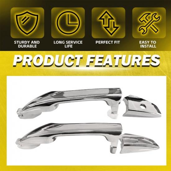 Exterior Door Handle Front & Rear Left Side Chrome for 2008-2012 Honda Accord