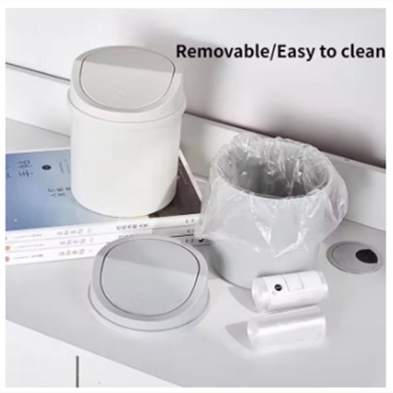 Mini Desktop Bin Small Trash Can Tube with Cover Bedroom Trash Can Garbage Can Clean Workspace Storage Box Home Desk