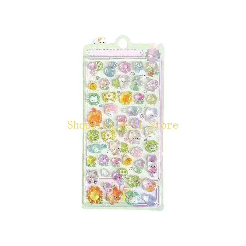 KX4B Cartoon Animal 3D Puff Sticker Embossed Decorative Small Sticker For Kids Art Craft Notebook Water Bottle Phone Case