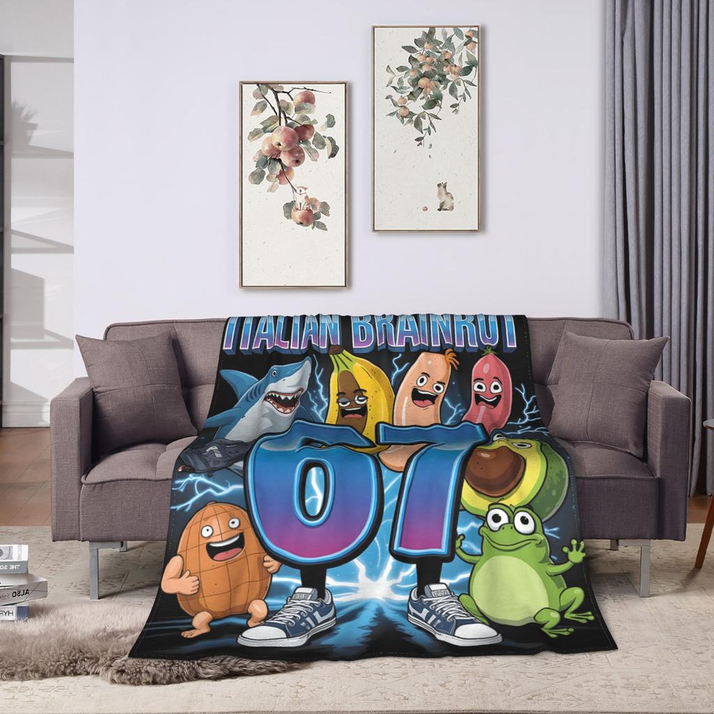 Popular 67 Brainrot Italian Meme Funny Blanket Warm Soft Flannel Throw For Sofa Office Travel Men Women Multi Sizes