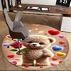 1pc Cute Teddy Bear with Rose Round Carpet - Anime Design, Valentine's Day Gift, Office Chair Mat, Non-Slip Rug for Home Decor.D001