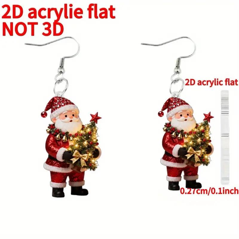 Cross-border new golden Santa earrings flat acrylic creative kind and happy Santa earrings
