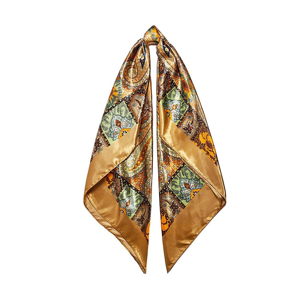 90cm Trendy Paisley Silk-Style Headscarf for Women - European American Design