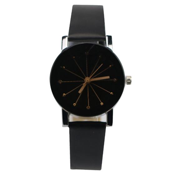 

Часы Легко Читаемый Круглый Циферблат Сплавной Корпус Парные Кварцевые Наручные Часы для Подарка на Фестиваль Womens чёрный